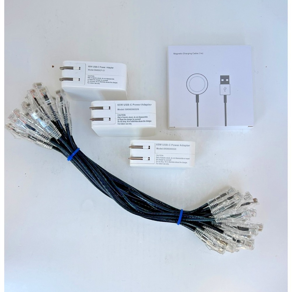 Ethernet Cable Lot + 3 USB Wall Chargers + Magnetic Charger Bundle